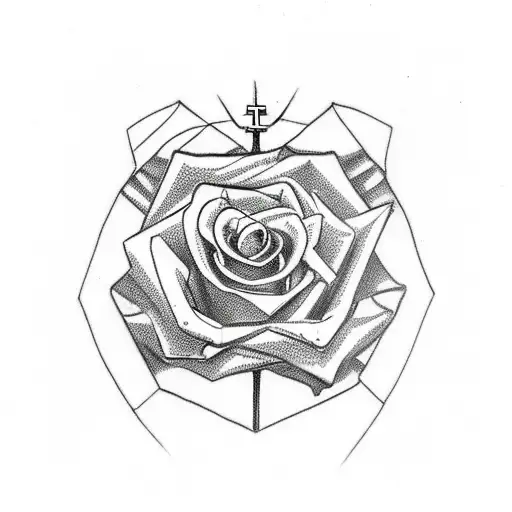 Upsidedown Crucifix With A Rose Twisting Up It