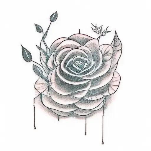 A Traditional Tattoo Of A House Plant Growing Out Of A Camera Lens