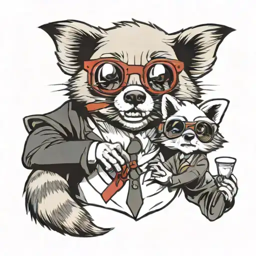 A Male Little Ghost With Sunglasses Hunging A Female Red Panda With Professor Glasses