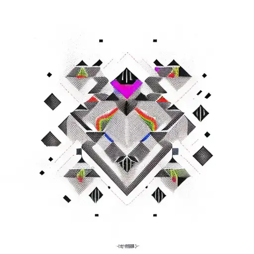 Many Black Rhombuses Flowing Into Colorful