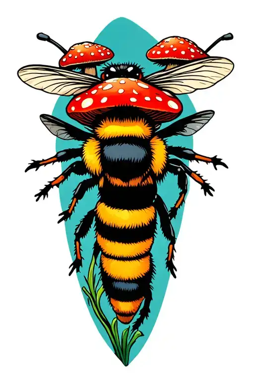 Bumblebee Flies In The Forest Fly Agaric