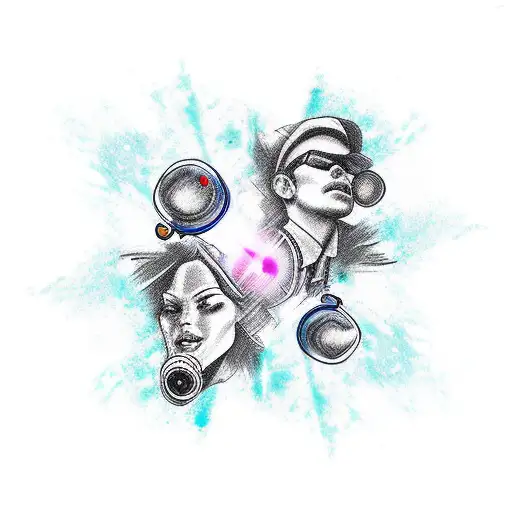 A Star With Face Holds Two Pistols Shooting