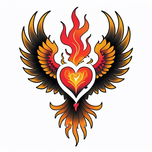 Sacred Ember of the Phoenix’s Heart Tattoo idea