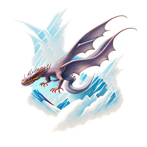 Little Dragon Flying Above Mountains