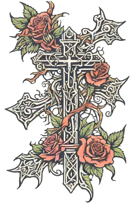 Cross Wrapped In Thorny Rose