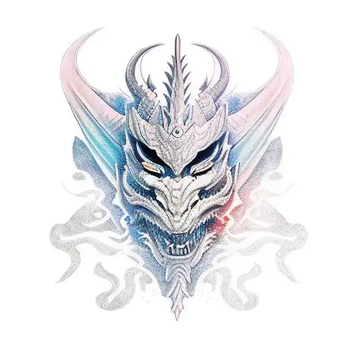 Dragon And Samurai Mask Full Sleeve