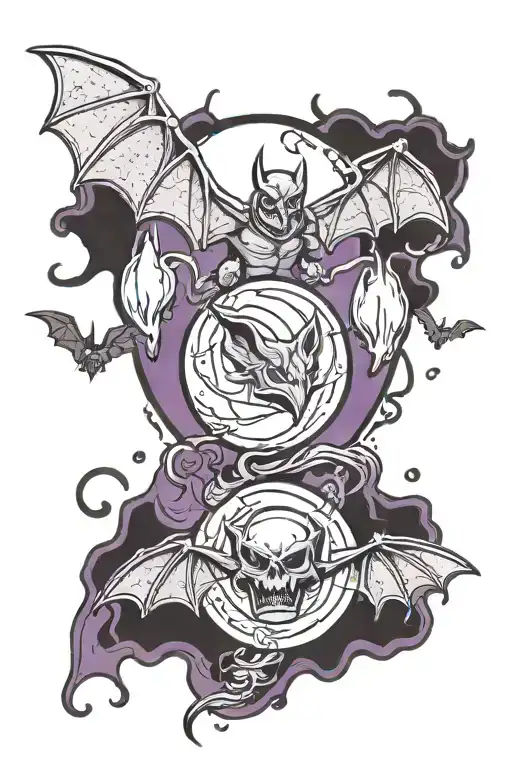 Purple Bat And Blood Moon