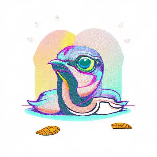 Color Flicker Bird Holding Sage With Mushrooms And A Banner That Says Michah James