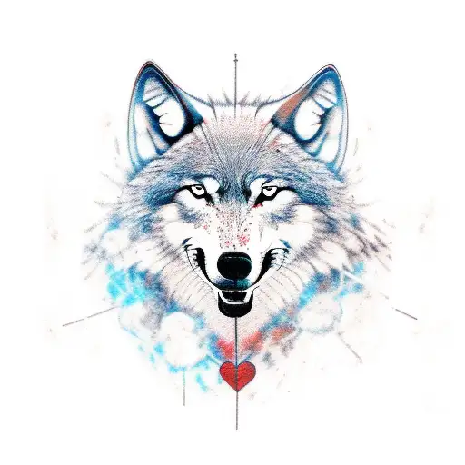 A New-school Tattoo Of A Wolf Howling With A California State Outline Incorporated In The Background