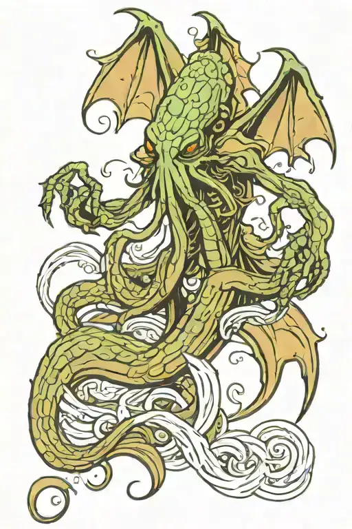 Cthulu With Wings Rising From The Ocean