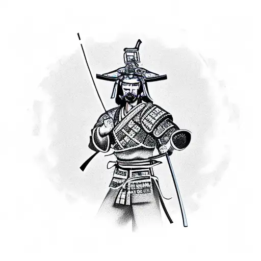 Samurai With A Building In The Background