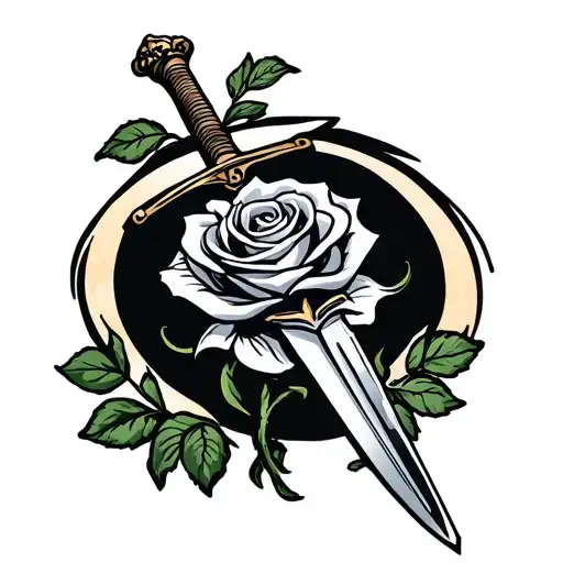 Sword With A Rose In A Circle