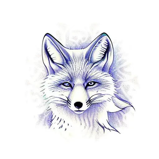 White Fox In Mandalas Giving Paw In Friendly Gesture