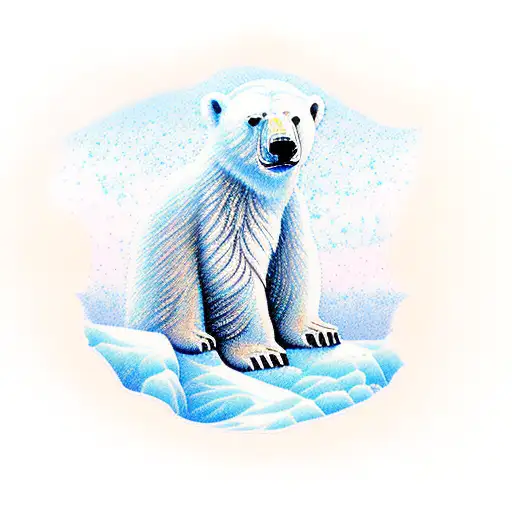 Polar Bear With 72 Trees And Blue Bird