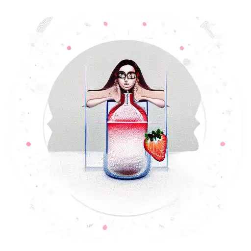 Girl With A Figure In The Form Of An Hourglass Inside Which Strawberries
