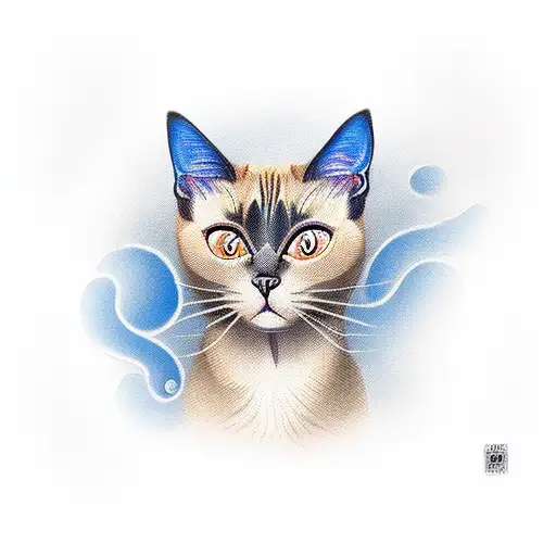 Siamese Cat Blue Point With A Girl