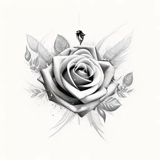 Three Red Roses With Black Crow Wings