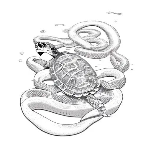 Turtle And Snake Fighting