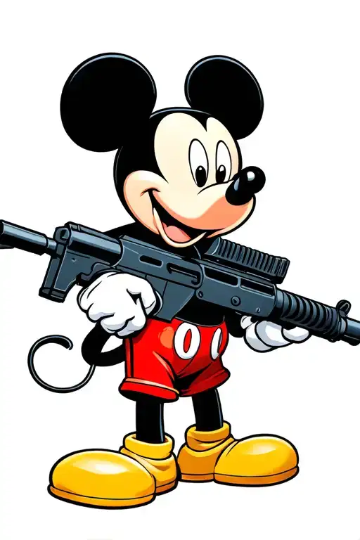 Micky Mouse With A M16 Gun