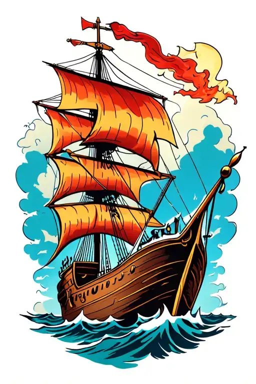 Viking Warship Battle Scene