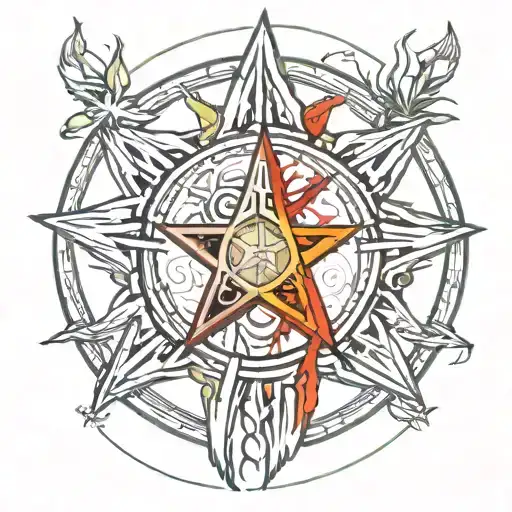 Indigenous Medicine Wheel With Pentacle In The Middle Of The Circle