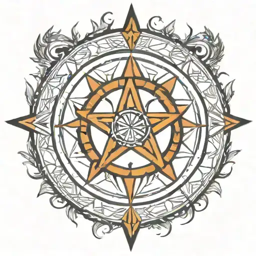 Indigenous Medicine Wheel With Pentacle In The Middle Of The Circle