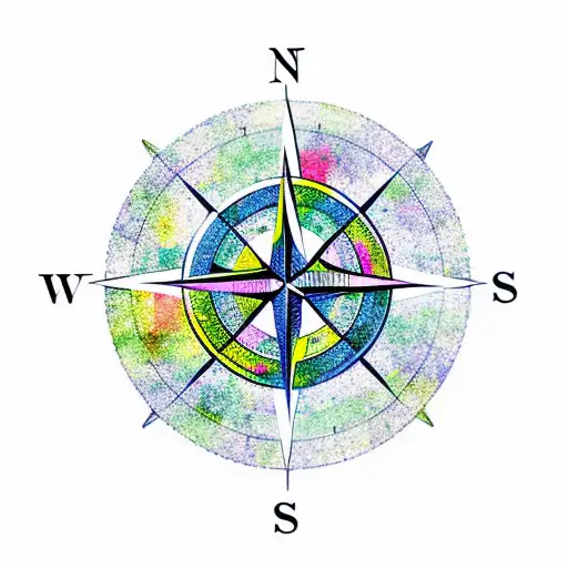 A Compass Surrounded By Lush Green Trees And Colorful Flowers