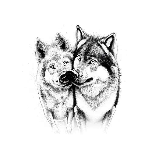 A Half Pig Half Human And A Half Wolf Half Human Kiss Each Other Passionately