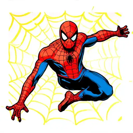 Spiderman Swinging Through Nyc With A Spider Web Background Along With Comic Book Panels