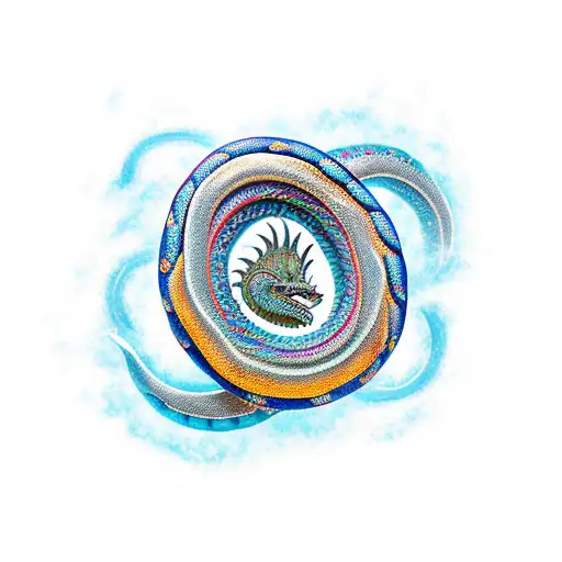 Sakhalin Island With A Sea Dragon Coiled Around