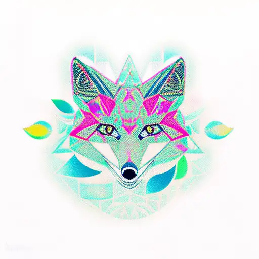 Geometric Fox In Flowers