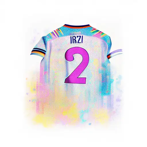 A Jersey With A Number 21 Surrounded By Vibrant Pink Lining And Blue Color