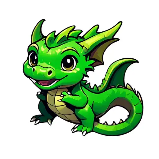 Baby Dragon Holding Emerald
