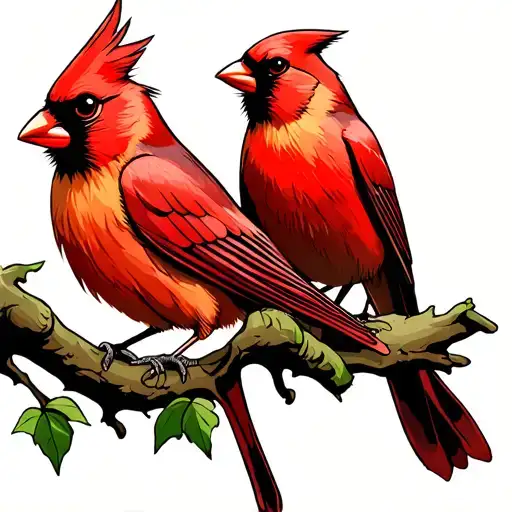 Male And Female Cardinal On Dogwoord Branch