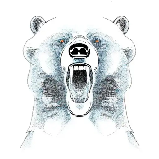 Muzzle Of A Growling Bear In Full Face