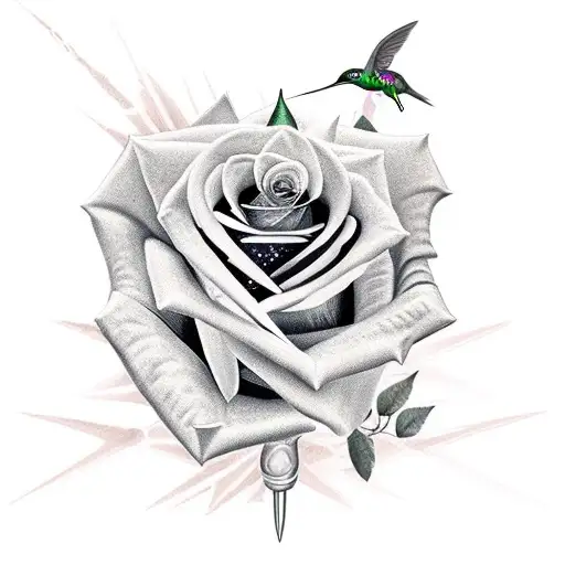 Militar Spear Rose And Hummingbird