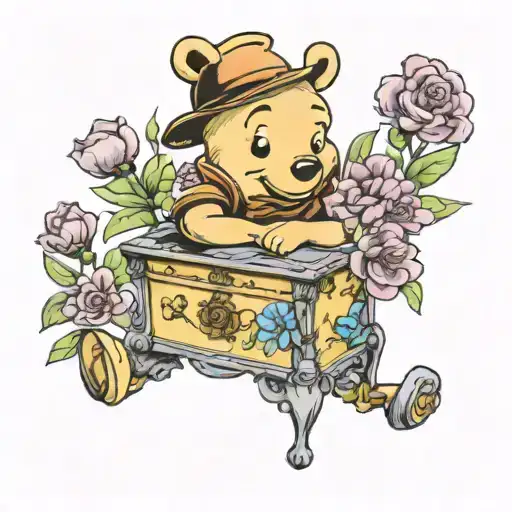Winni Pooh Music Box With Flowes