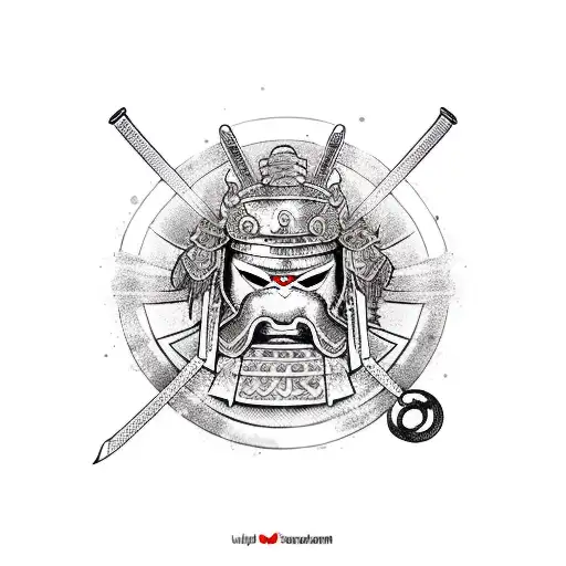 Samurai With Traditional Armor Holding Katana Surrounded By Souls Of Dead Enemies