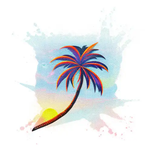 Sunset With Palm Tree Teagan