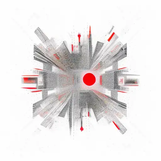 Abstract Representation Of A Black And Red Cityscape At Night