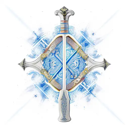 Sword With Blue Red Patterns