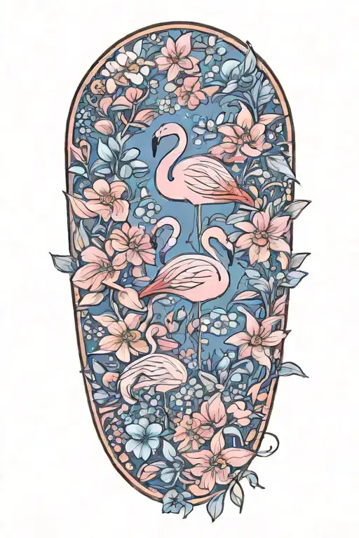 Forget Me Not Flowers And 2 Flamingos