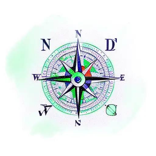 Compass With Dimond Arrow In Green Color