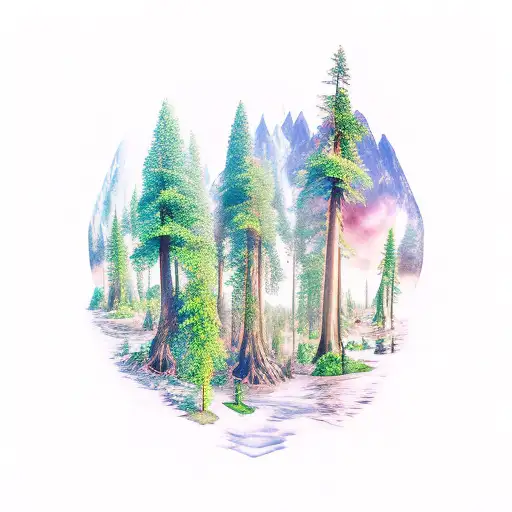 An Imaginative New-school Tattoo Featuring A Forest Landscape Merging With A Video Game World