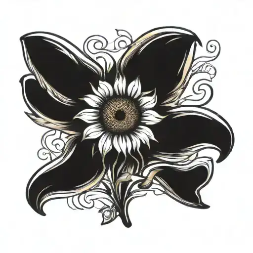 Sunflower With The Name Emma And Wings