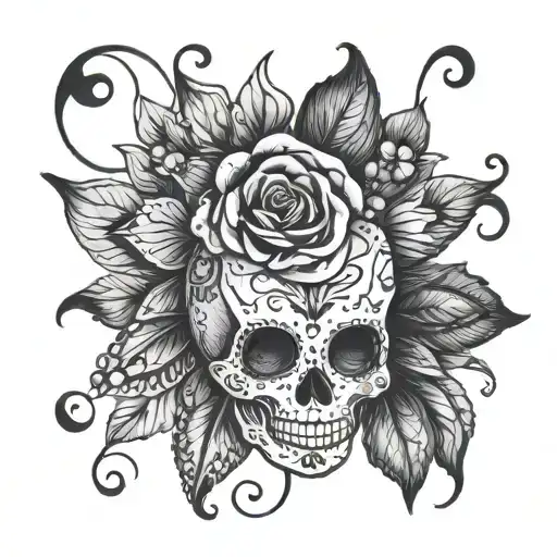 Sugar Skull With One Ladybug