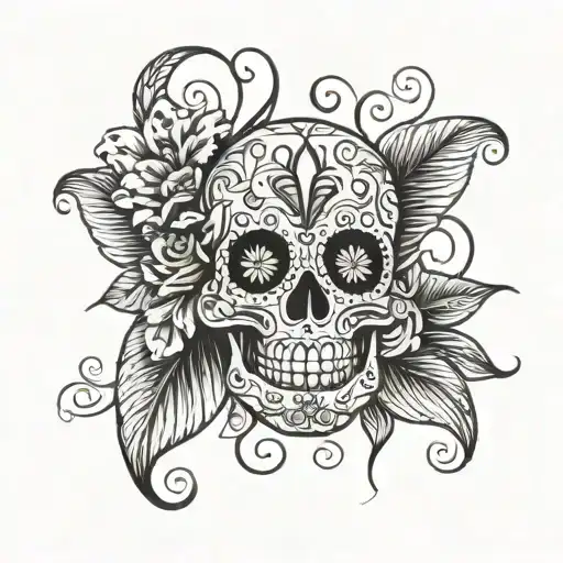 Sugar Skull With One Ladybug