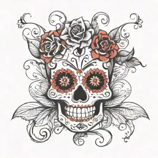 Sugar Skull With One Ladybug