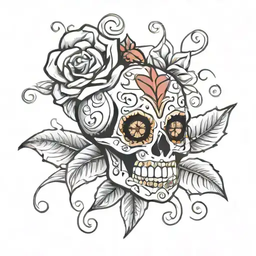 Sugar Skull With One Ladybug