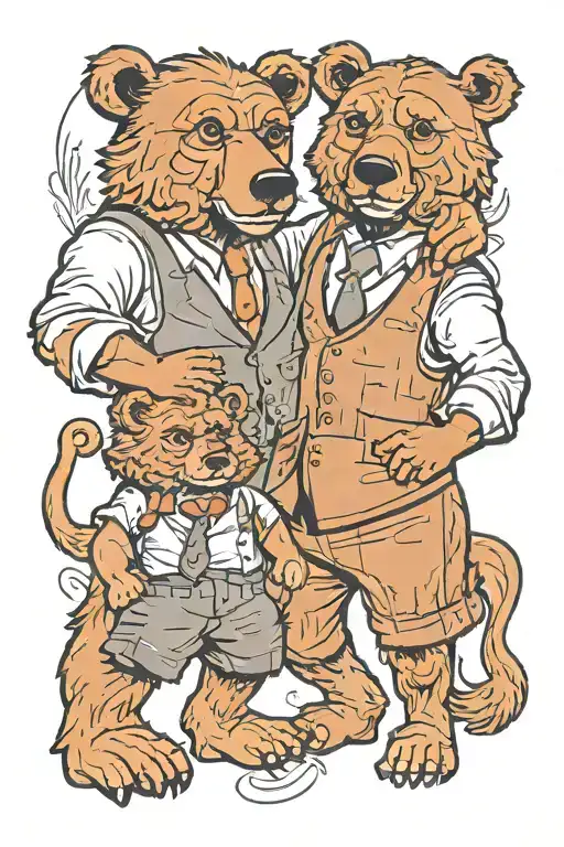 Dad And Son As Bears Dressed In 1920S Suirs
